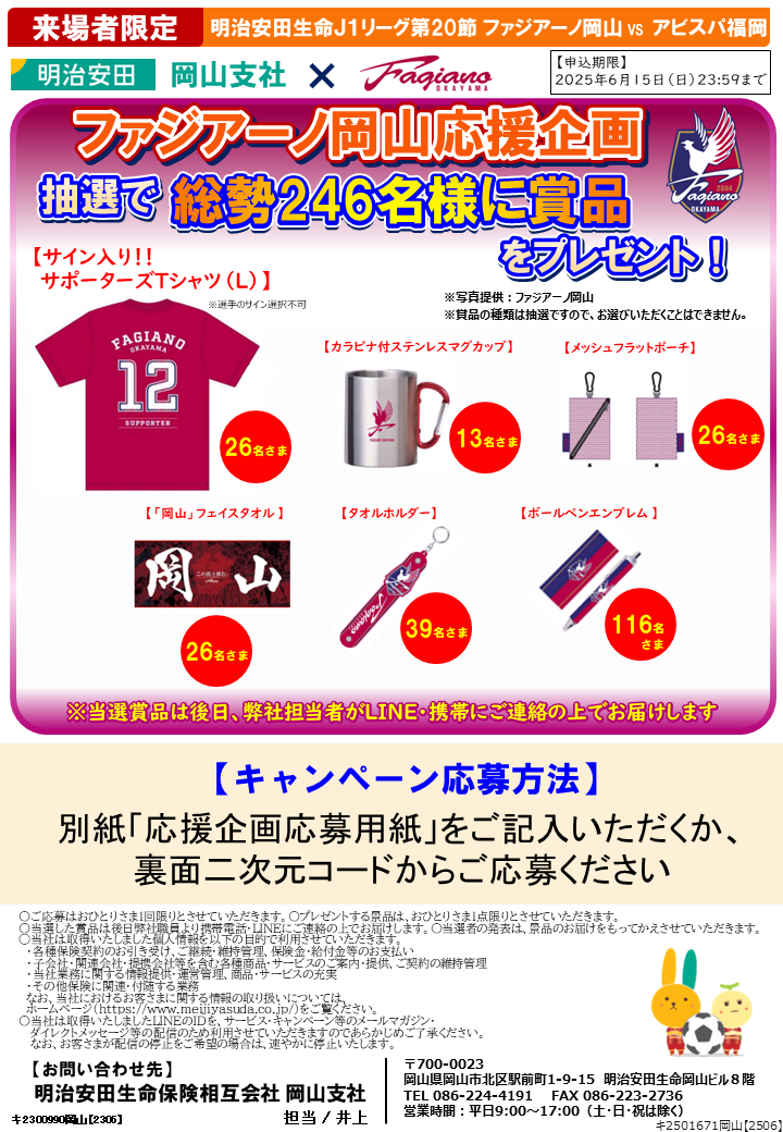 ファジアーノ岡山グッズが当たるキャンペーン -